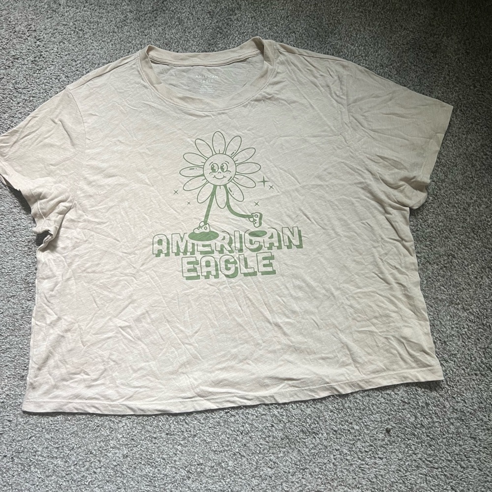 American Eagle Outfitters Cream Graphic Tee